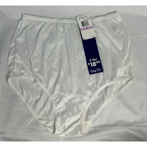 NWT Vintage Vanity Fair 6 Satin White Brief Style Nylon Granny Panty Underwear